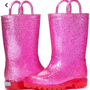 ZOOGS Girls' Hot Pink Glitter Rain Boot